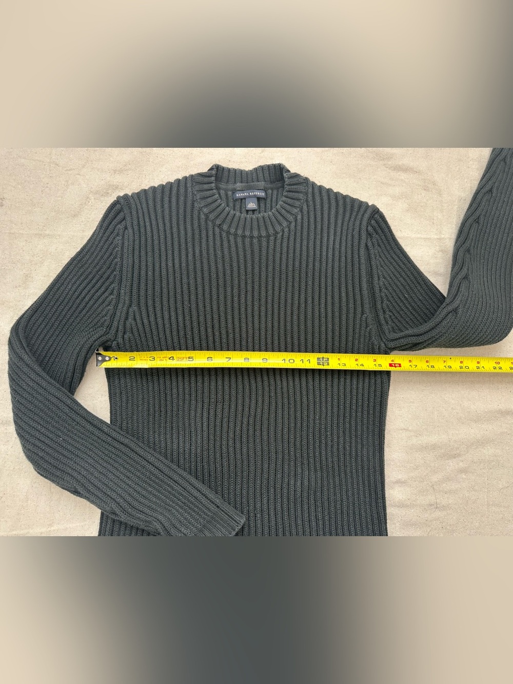Vintage Banana Republic Ribbed Cotton Mock Neck Sweater Charcoal Grey L Y2K 2003 - Picture 8 of 11